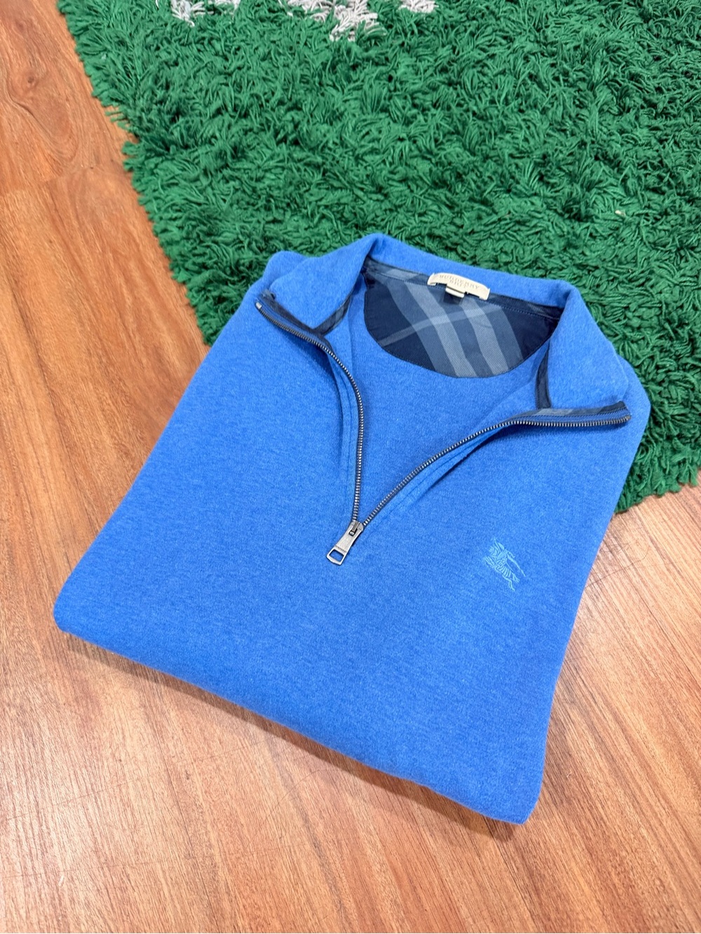 Burberry - Quarter Zip - Blue - Size L - Preowned
